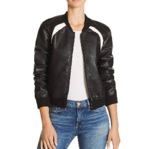 JOE’S JEANS Paola Faux-Leather Bomber Jacket in Black Size Small